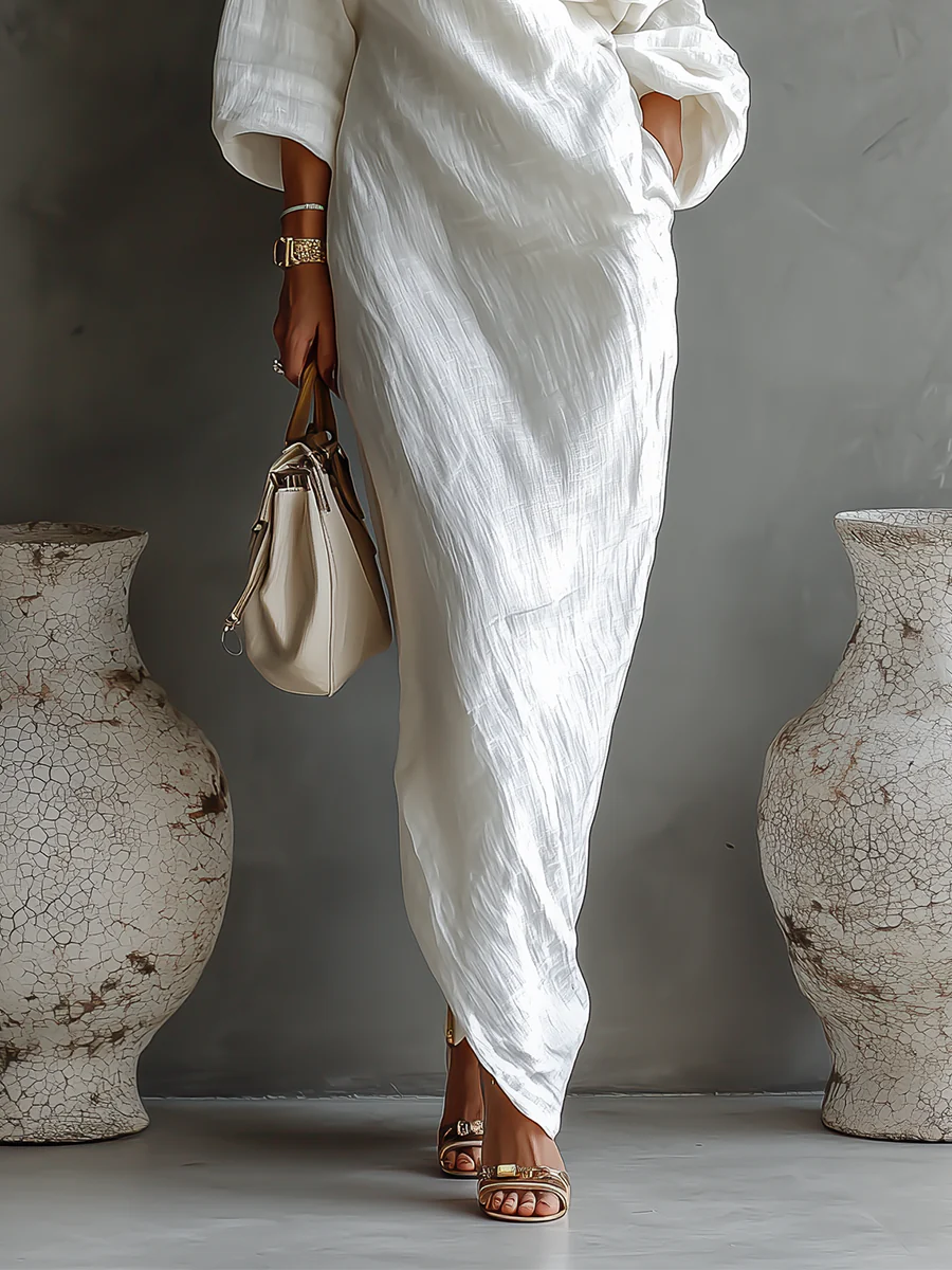 Elise™ | Elegante Maxi Vestido de Un Hombro en Blanco