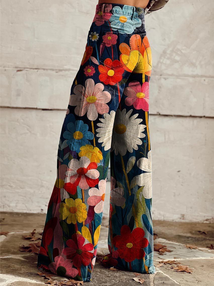 AZTARA™ | Pantalones Anchos Florales de Mujer Multicolor