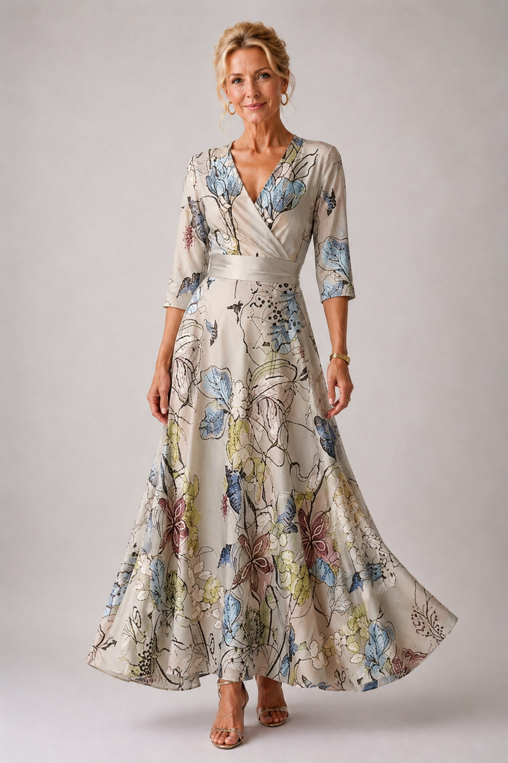 Julie | Robe Fleurie à Manches 3/4
