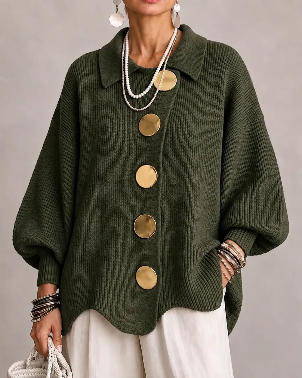 Capucine - Cardigan Boutonné Oversize à Col