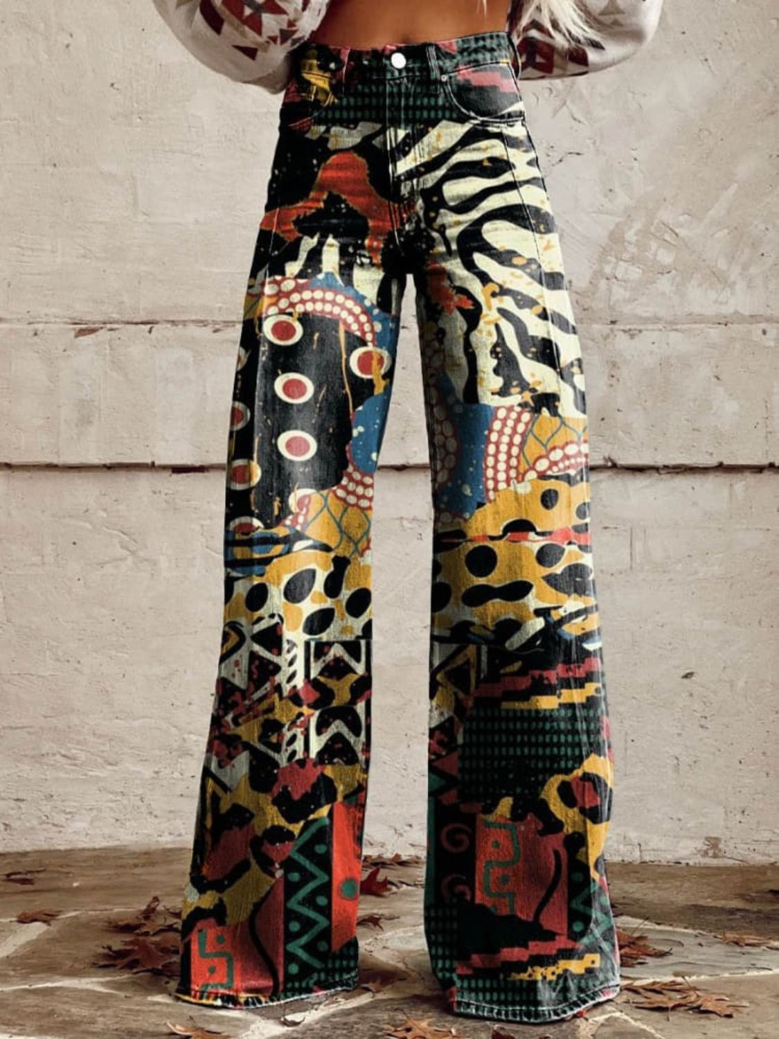 RAYZIA™ | Pantalones Negros de Pierna Ancha
