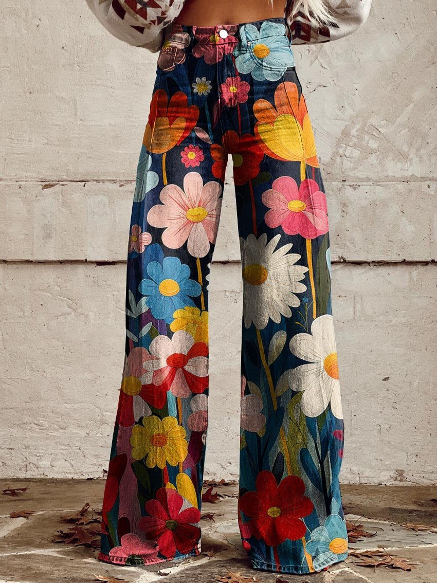 AZTARA™ | Pantalones Anchos Florales de Mujer Multicolor