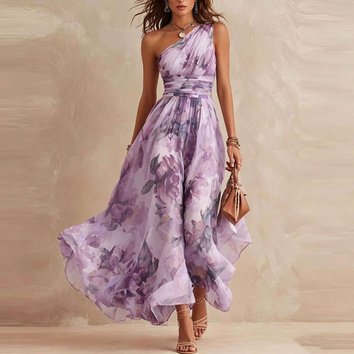 Félicie | Robe Maxi Asymétrique en Mousseline