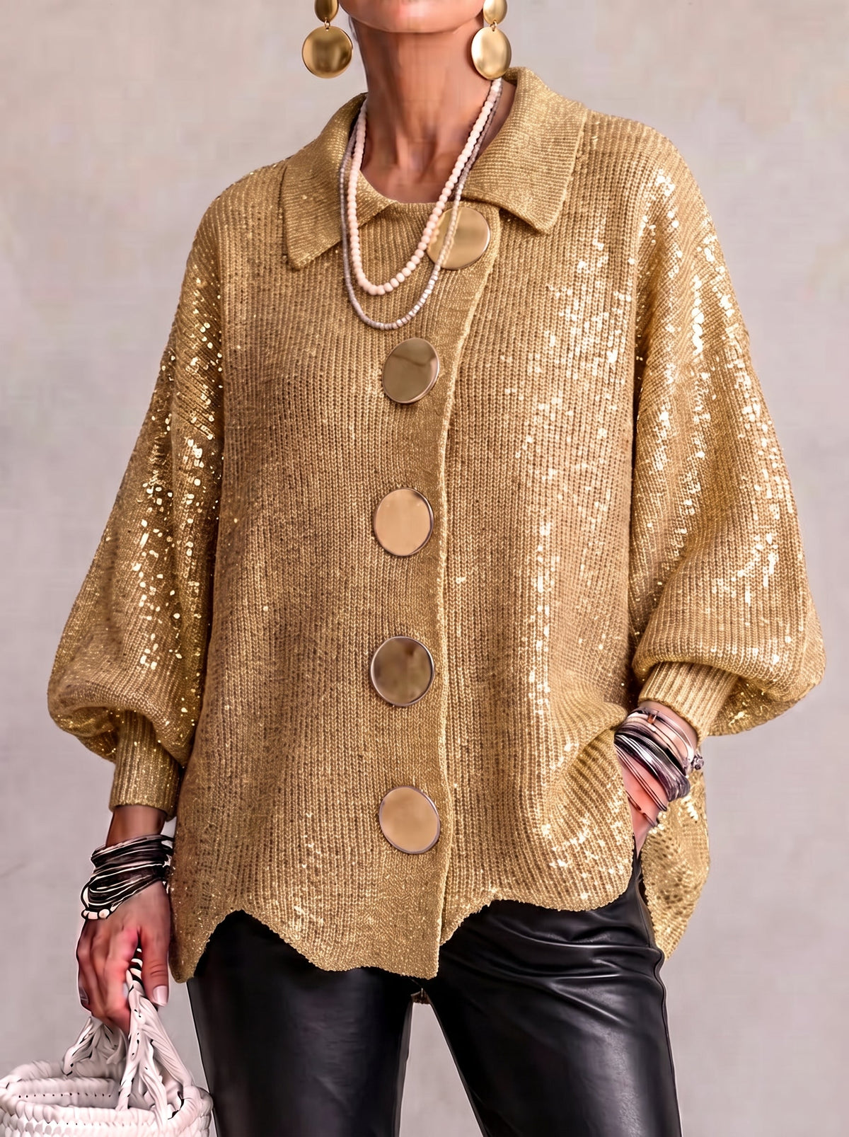 Capucine - Cardigan Boutonné Oversize à Col